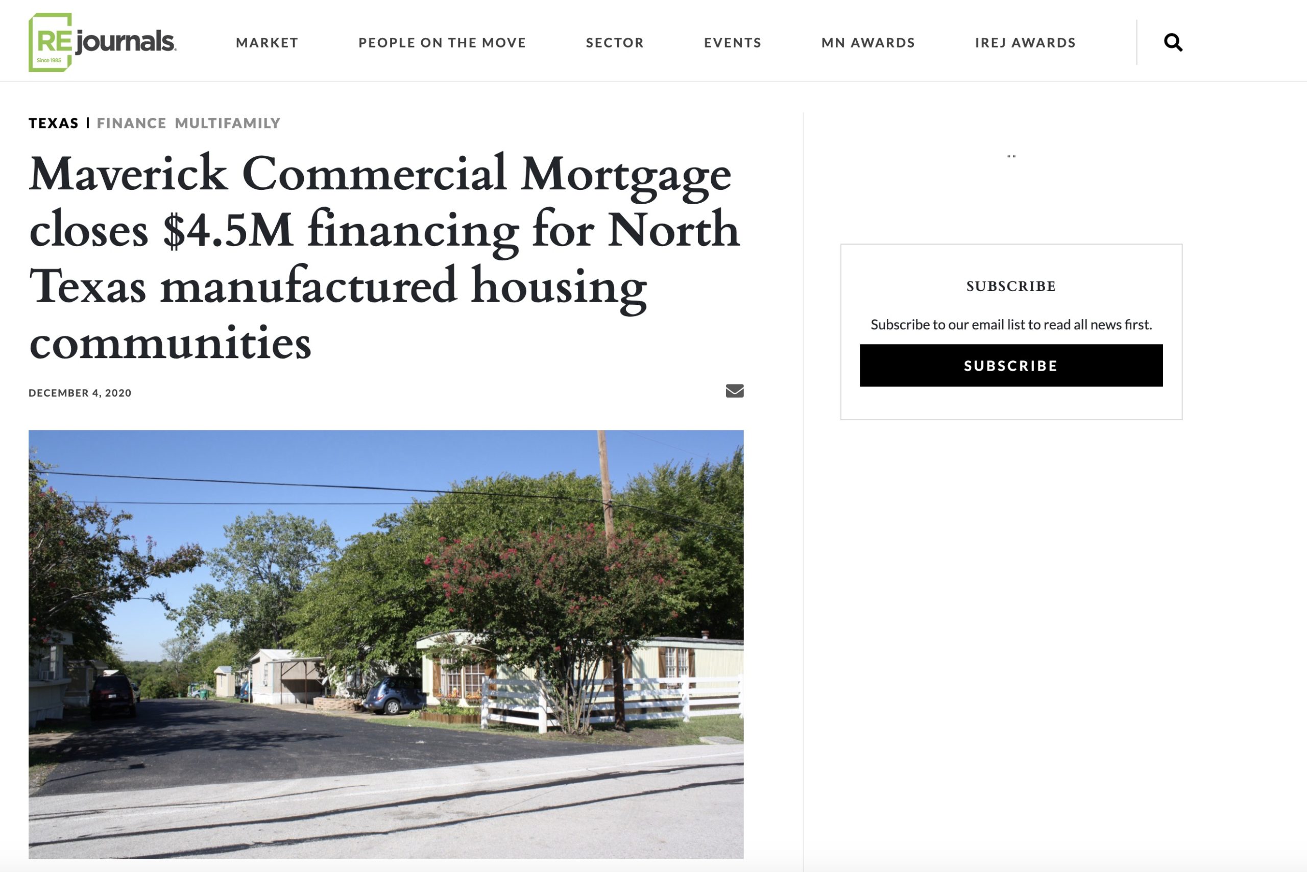 Maverick Commercial Mortgage closes $4.5M financing for North Texas manufactured housing communities